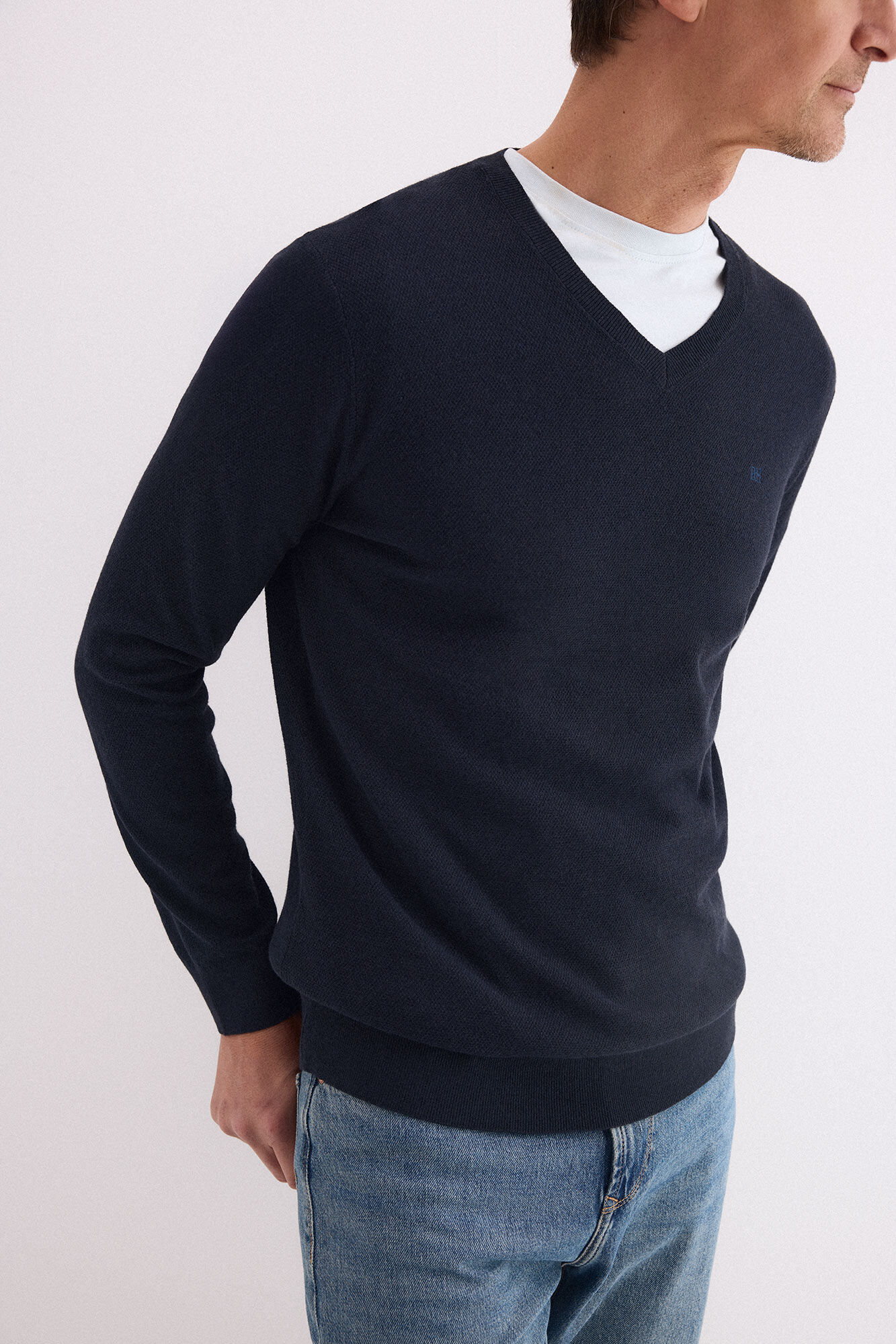 Pedro del Hierro Jersey lino cuello pico fino