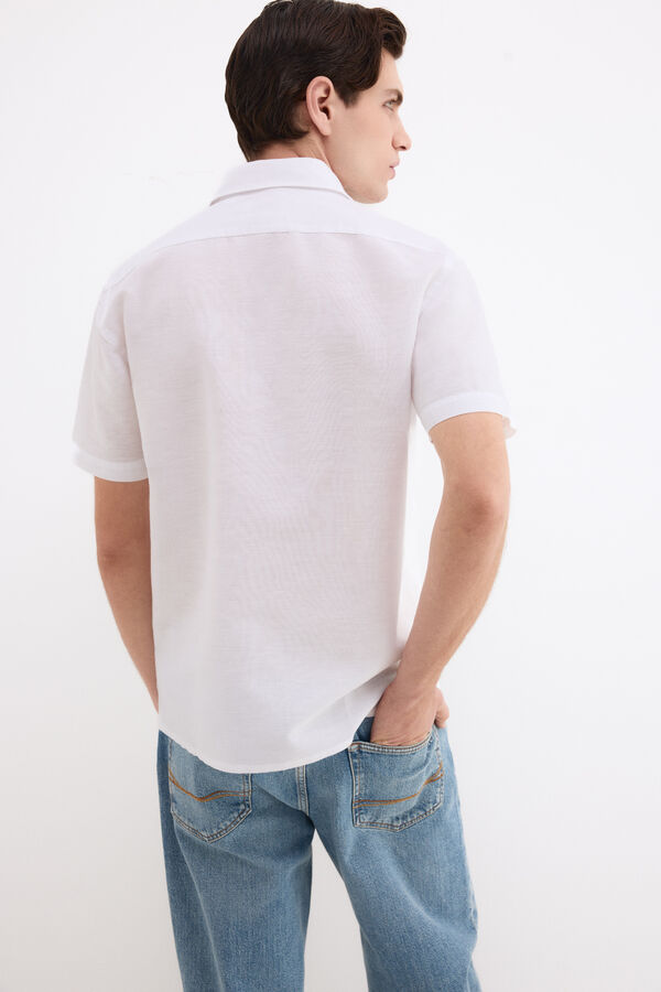 Pedro del Hierro Camisa lisa lino algod&oacute;n Blanco