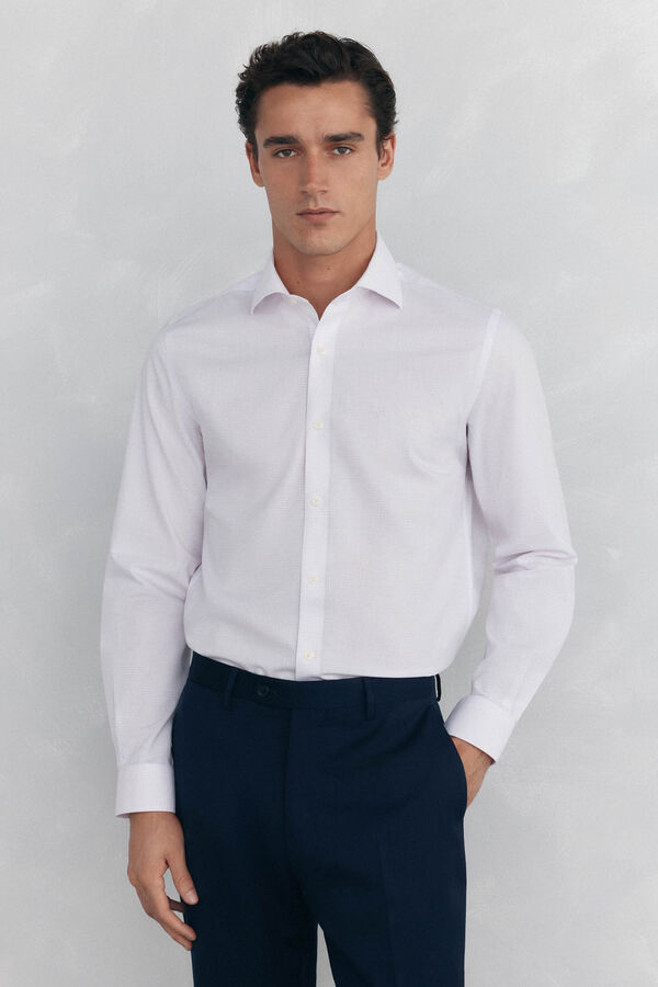 Pedro del Hierro Camisa vestir cuadros non iron + antimanchas Rosa