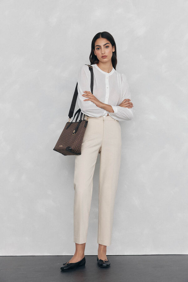 Pedro del Hierro Pantalones straight classic Beige