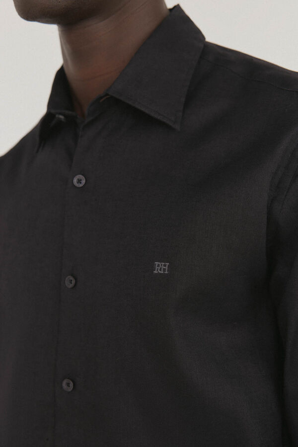 Pedro del Hierro Camisa lisa de lino Negro