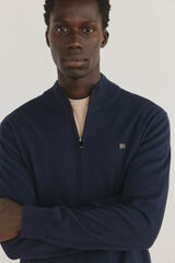 Pedro del Hierro C&aacute;rdigan fino de algod&oacute;n premium con cierre Azul