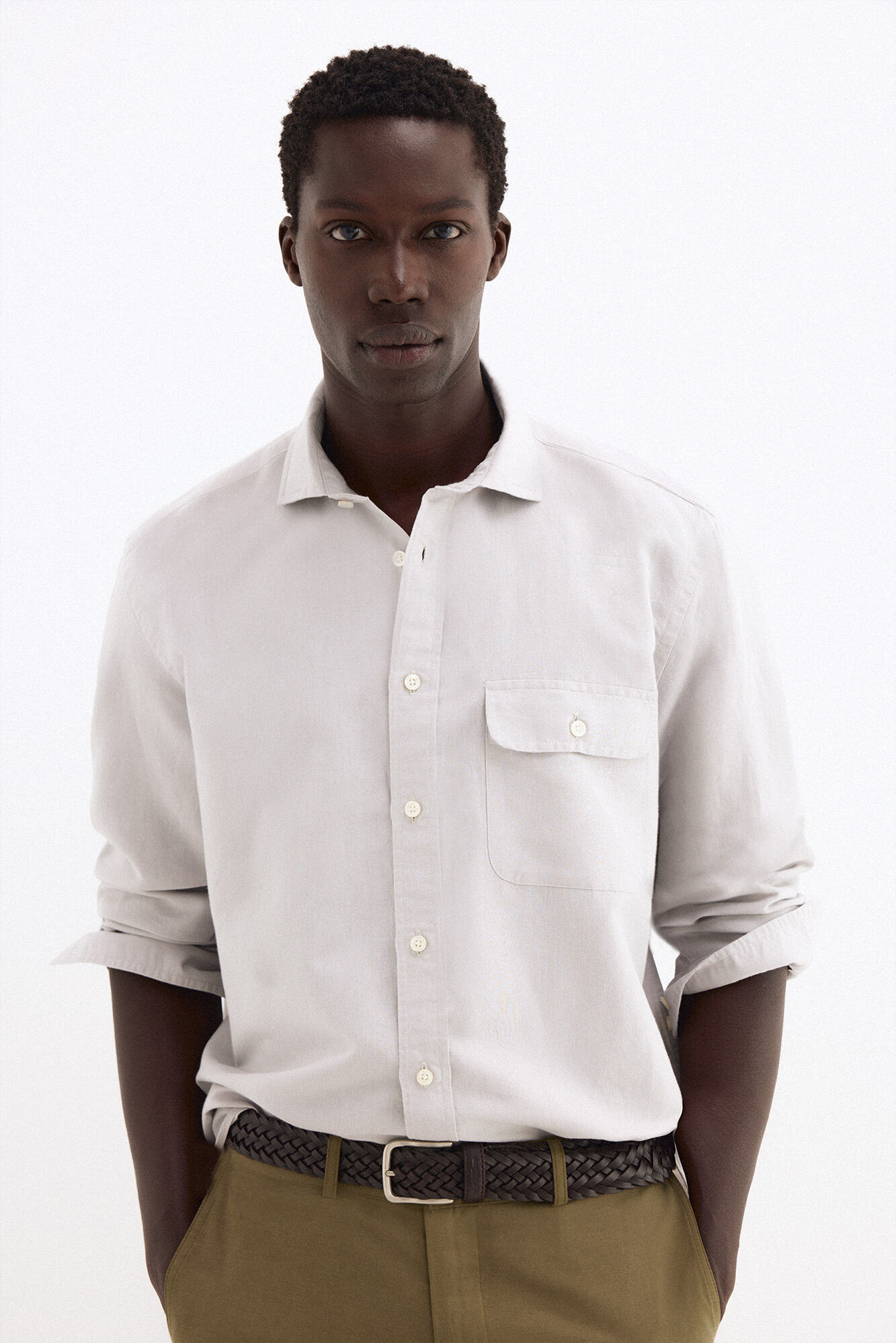 Pedro del Hierro Camisa lino bolsillos