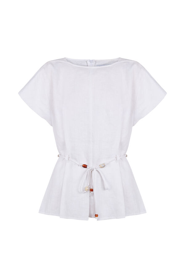 Pedro del Hierro Top lino cintur&oacute;n Blanco