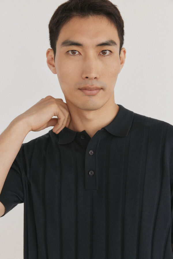 Pedro del Hierro Su&eacute;ter polo premium de manga corta de algod&oacute;n Negro