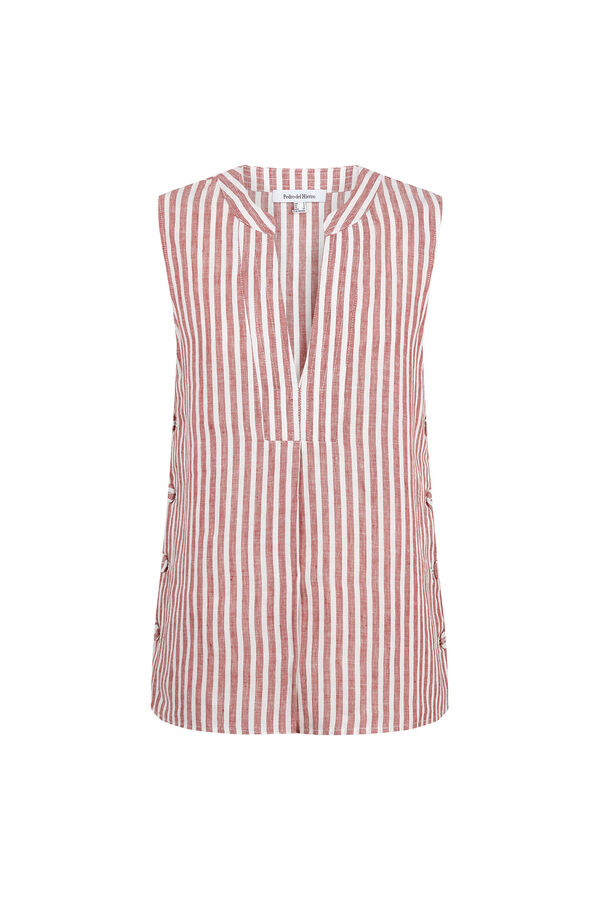 Pedro del Hierro Top lino rayas Rosa