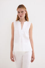 Pedro del Hierro Top liso lino Blanco