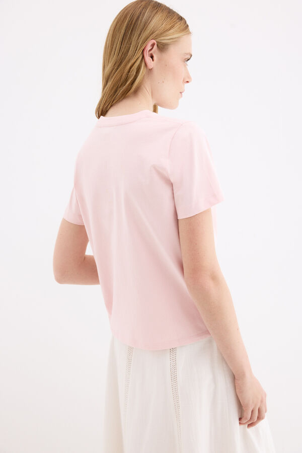 Pedro del Hierro Camiseta manga corta logo metallico Rosa