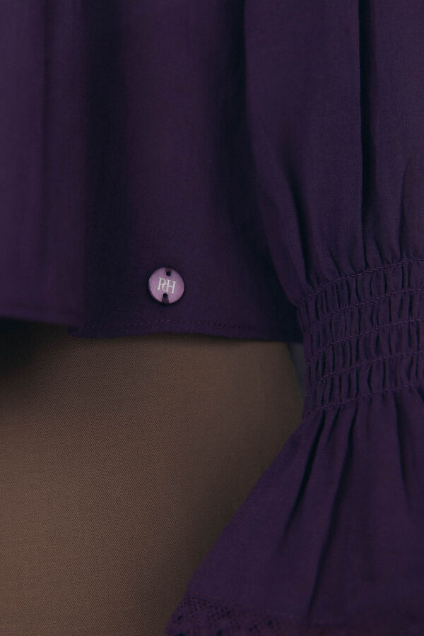 Pedro del Hierro Blusa rom&aacute;ntica con volante Morado