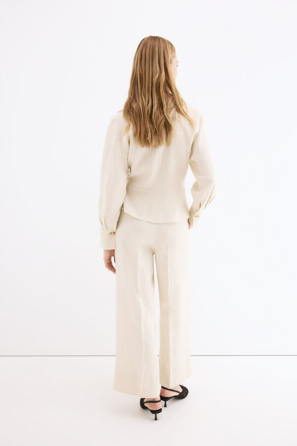 Pedro del Hierro Pantal&oacute;n recto de lino Crudo