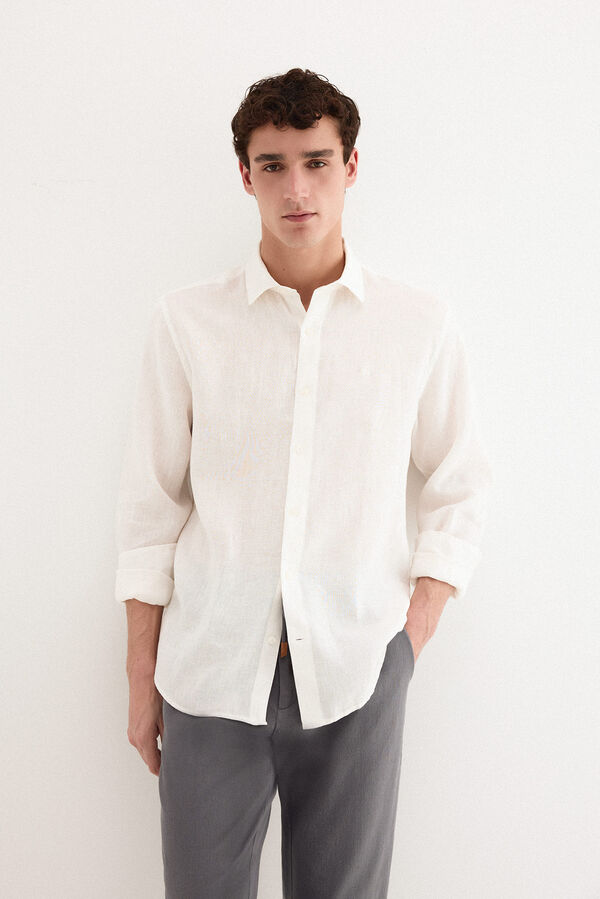 Pedro del Hierro Camisa lino lisa Blanco
