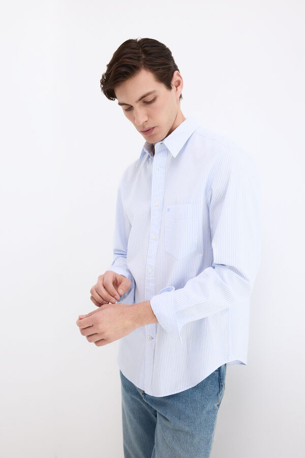 Pedro del Hierro Camisa seersucker rayas Azul