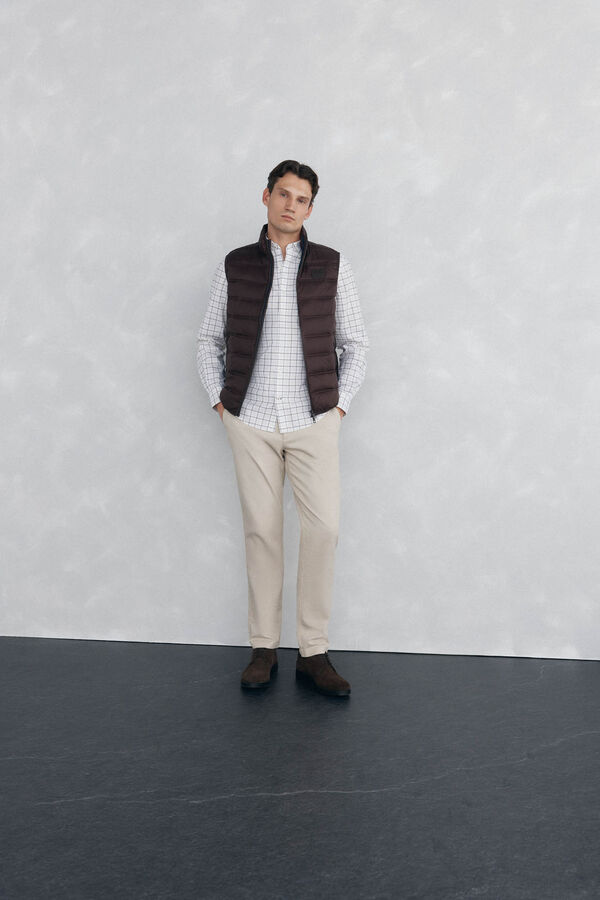 Pedro del Hierro Camisa oxford a cuadros non iron Burdeos