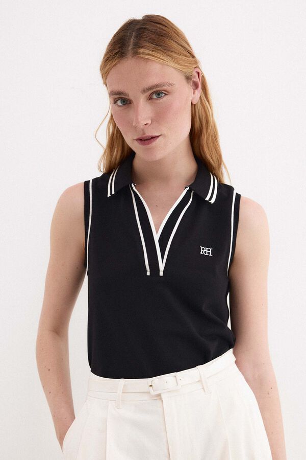 Pedro del Hierro Polo sin mangas contrastes Negro