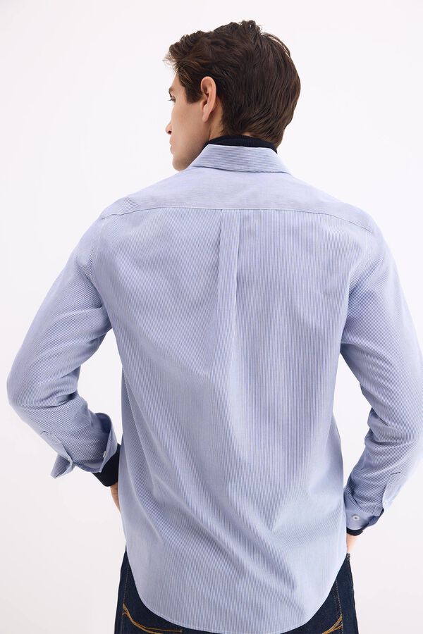 Pedro del Hierro Camisa non iron + antimanchas rayas Azul