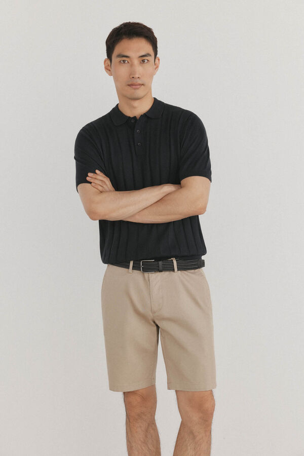 Pedro del Hierro Su&eacute;ter polo premium de manga corta de algod&oacute;n Negro