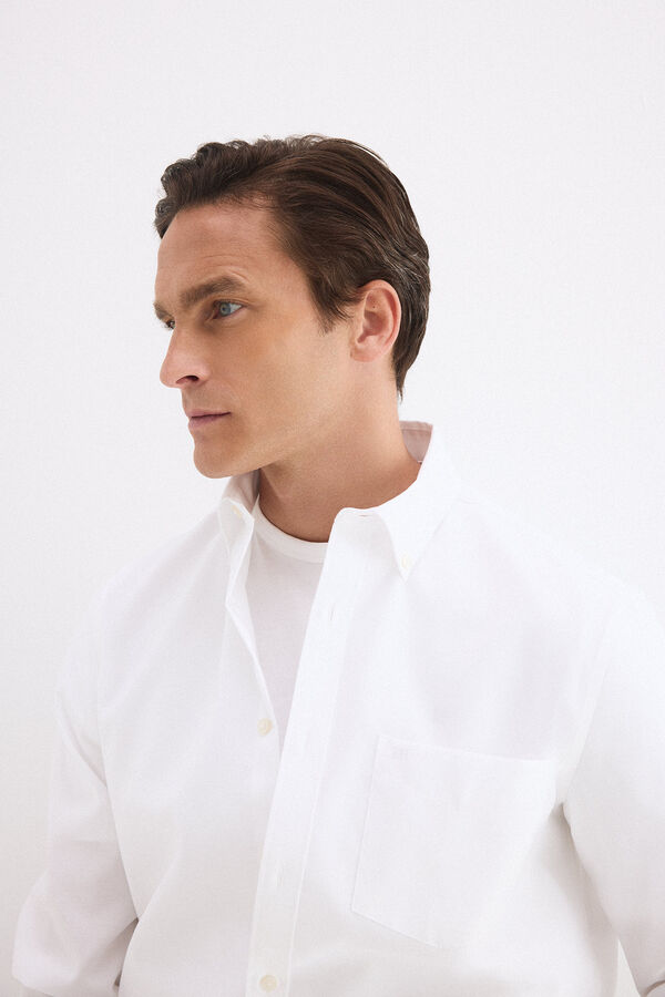 Pedro del Hierro Camisa non iron oxford liso Blanco