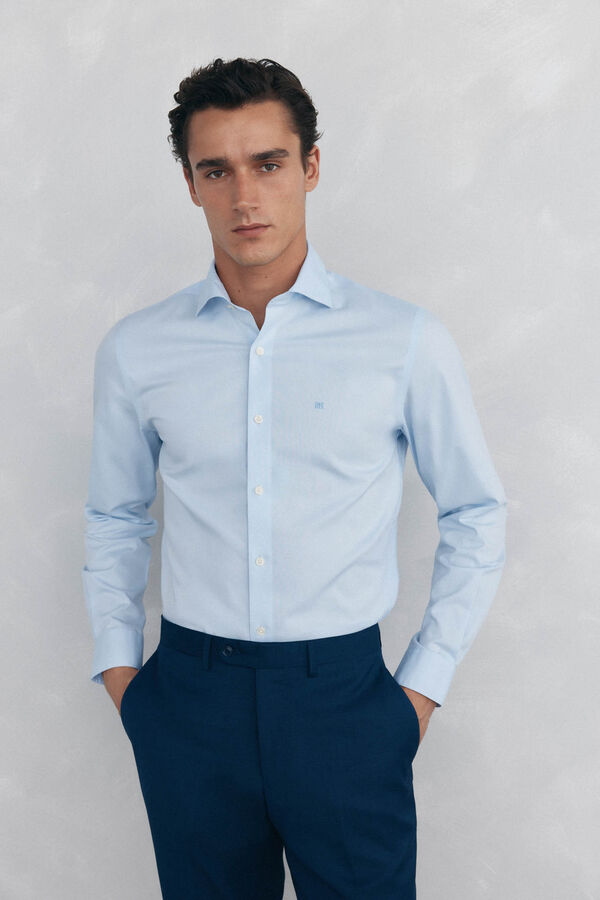 Pedro del Hierro Camisa de vestir lisa non iron + antimanchas slim fit Azul