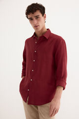 Pedro del Hierro Camisa lino lisa Burdeos