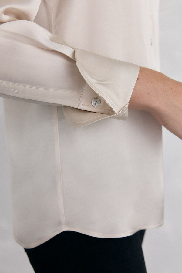 Pedro del Hierro Camisa sat&eacute;n lisa Beige