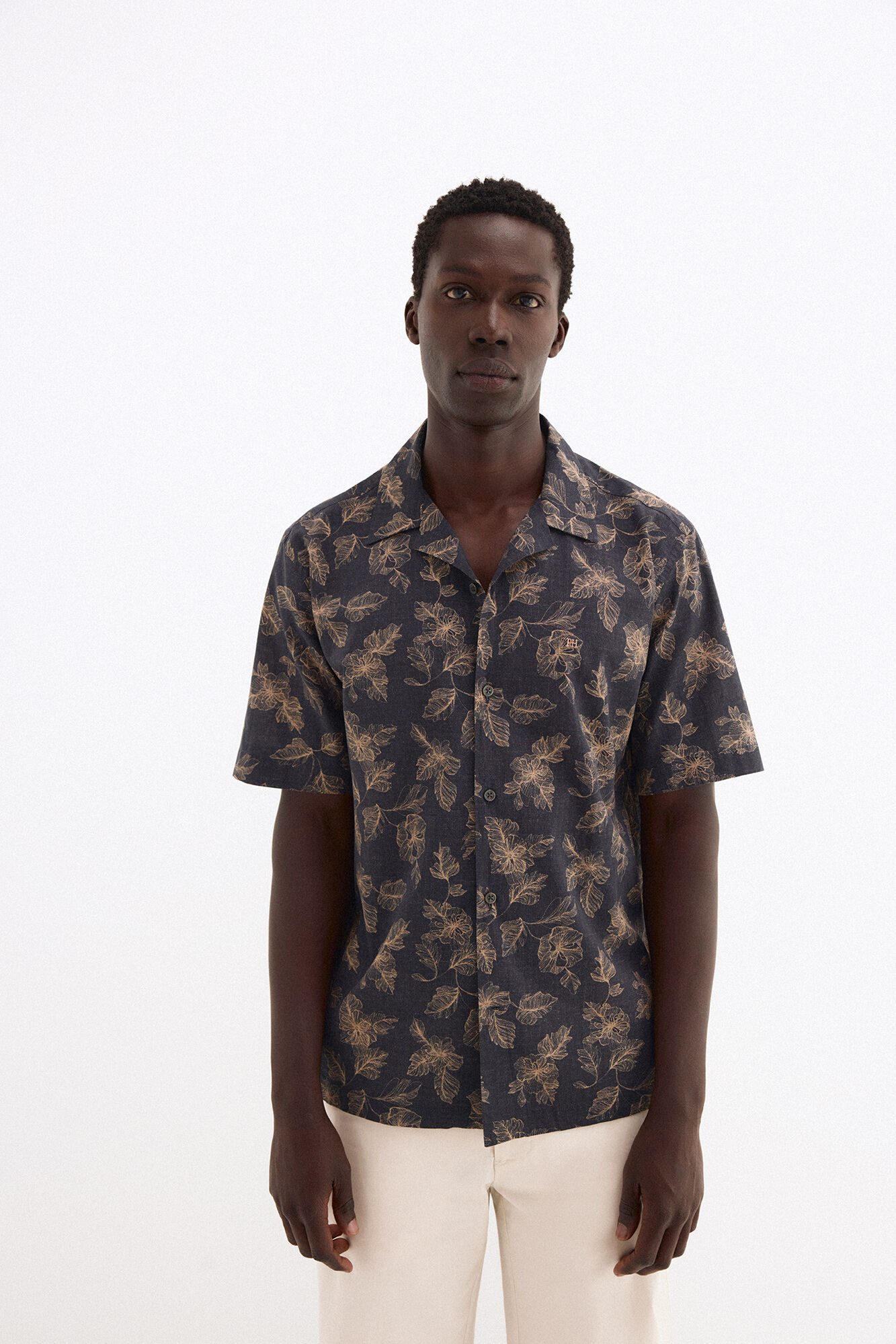 Pedro del Hierro Camisa estampada manga corta tejido italiano