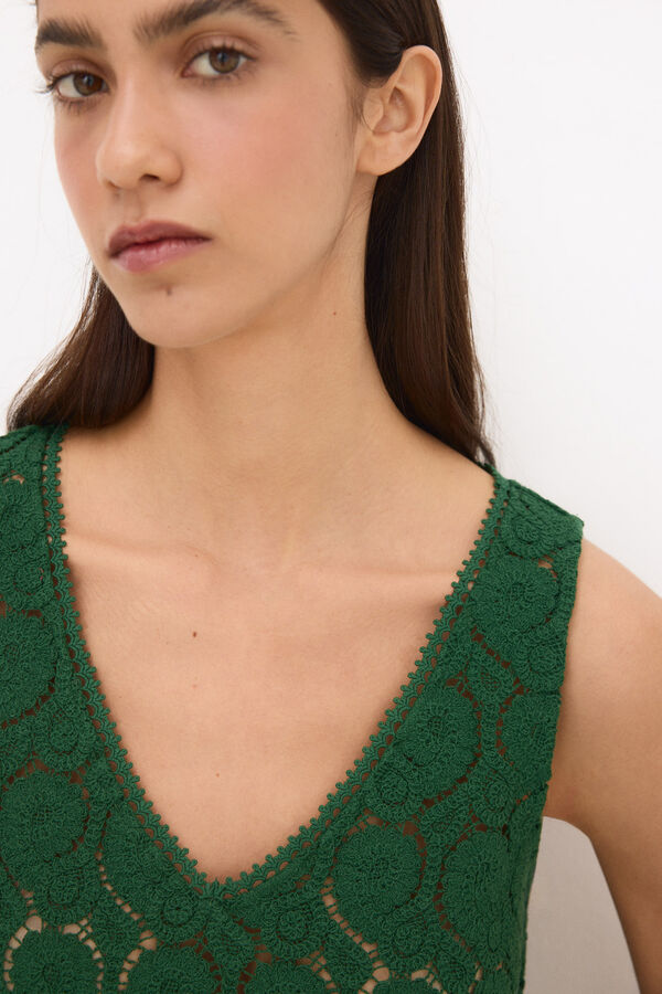 Pedro del Hierro Camiseta crochet sin mangas Verde