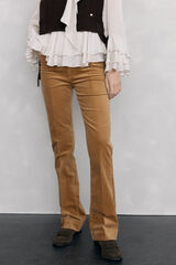 Pedro del Hierro Pantalones terciopelo push up flare Beige