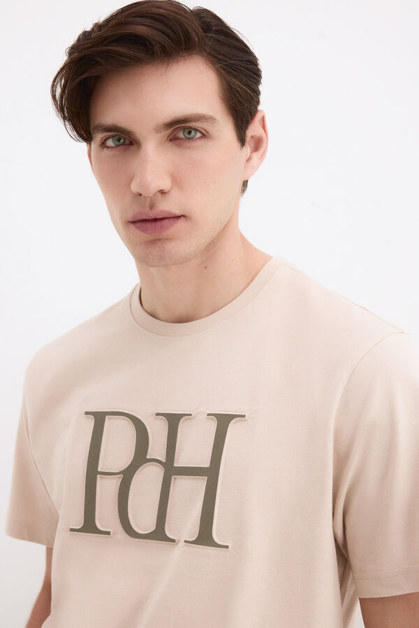 Pedro del Hierro Camiseta logo grande Beige