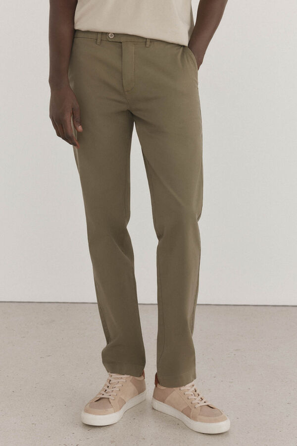 Pedro del Hierro Pantal&oacute;n premium chino ligero slim fit Verde
