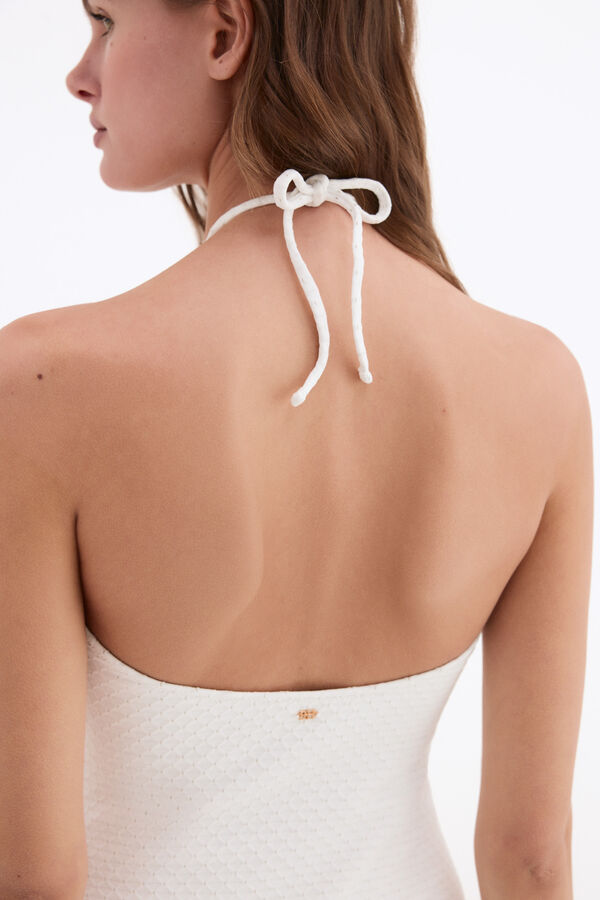 Pedro del Hierro Ba&ntilde;ador tejido de jacquard y abalorios Blanco