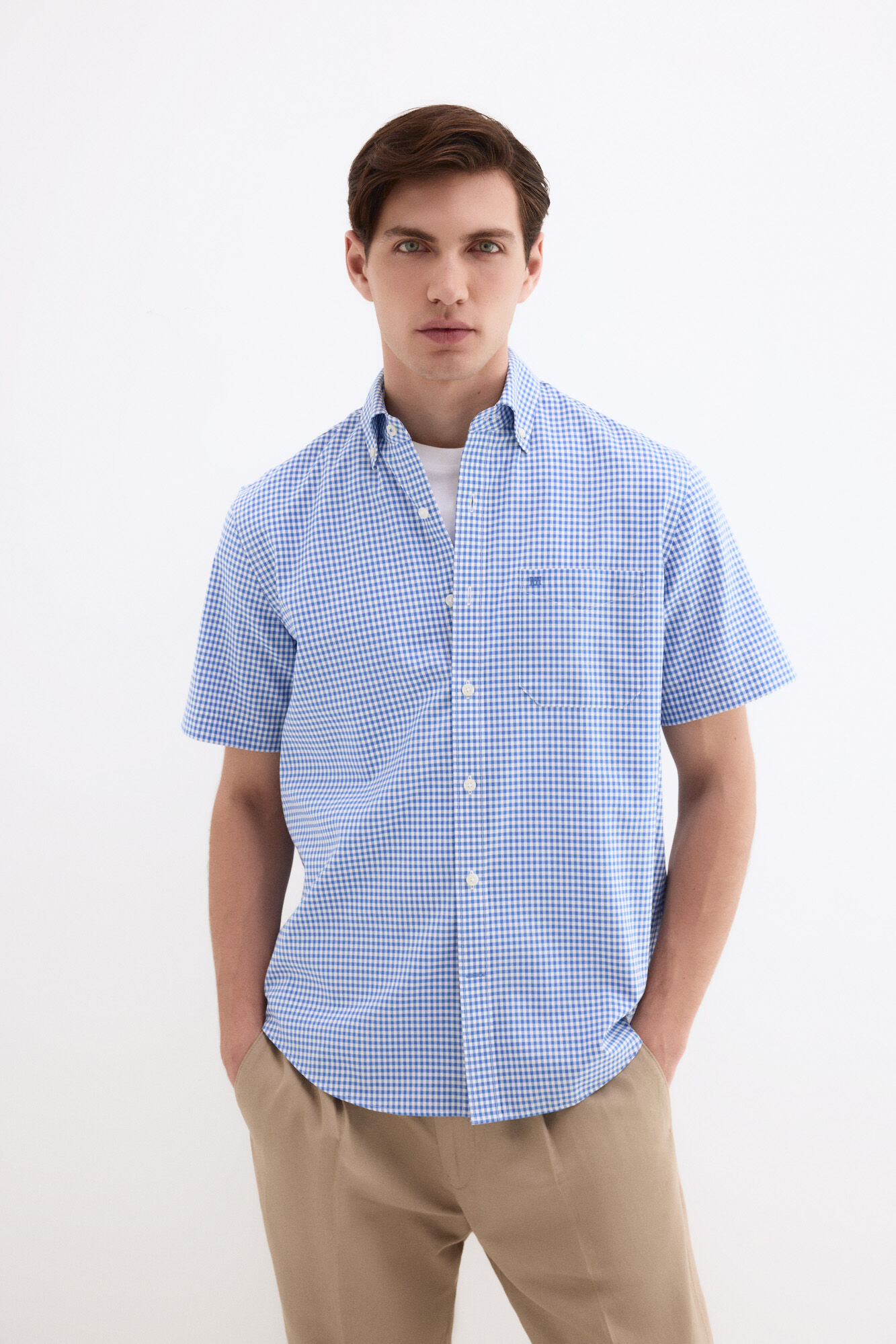 Pedro del Hierro Camisa non iron manga corta cuadros