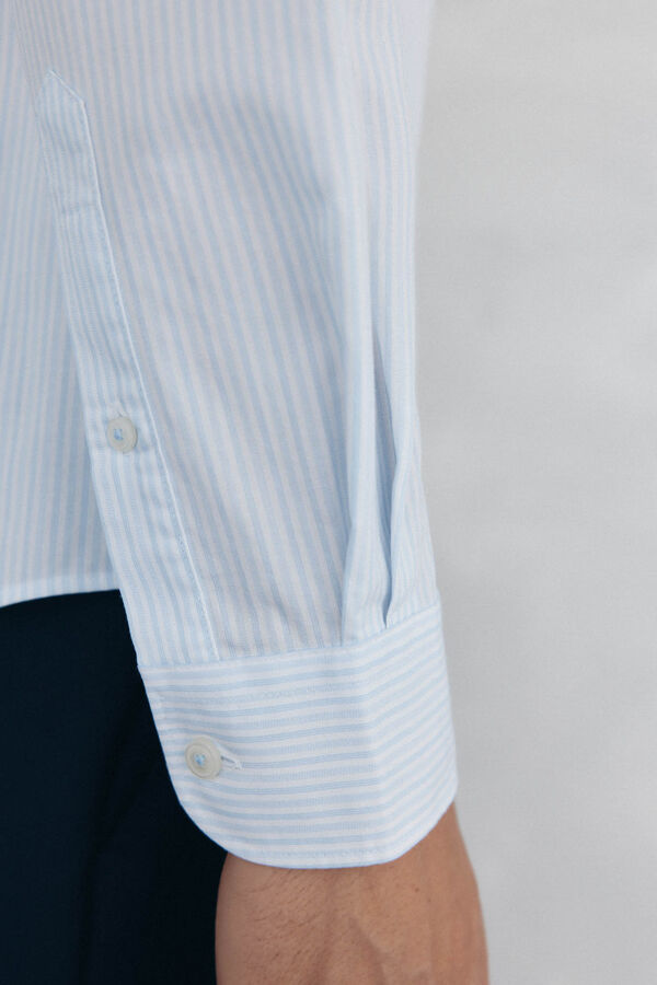 Pedro del Hierro Camisa de rayas f&aacute;cil planchado + anti olor slim fit Azul