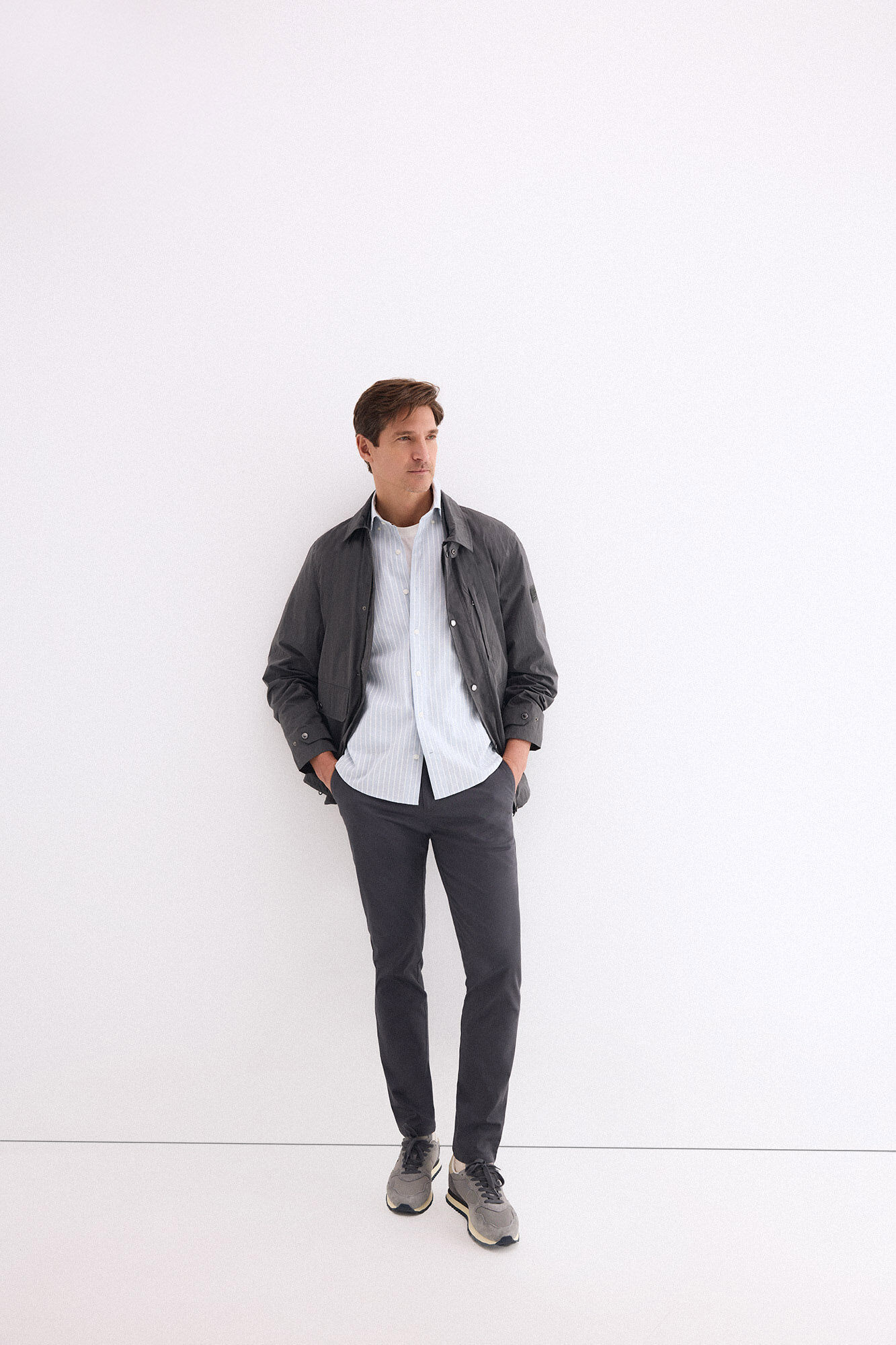 Pedro del Hierro Camisa popel&iacute;n labrado rayas