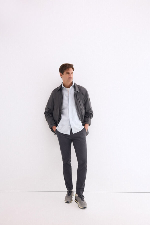 Pedro del Hierro Camisa popel&iacute;n labrado rayas Azul