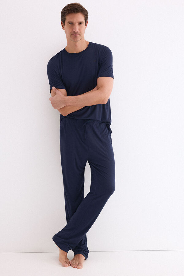 Pedro del Hierro Set de pijama punto modal Azul