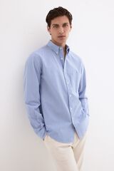 Pedro del Hierro Camisa seersucker rayas Azul