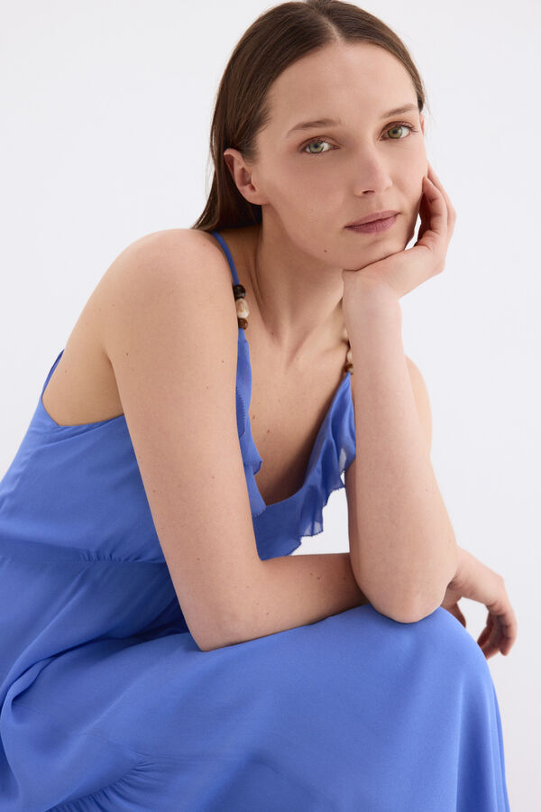 Pedro del Hierro Vestido fluido tirantes Azul