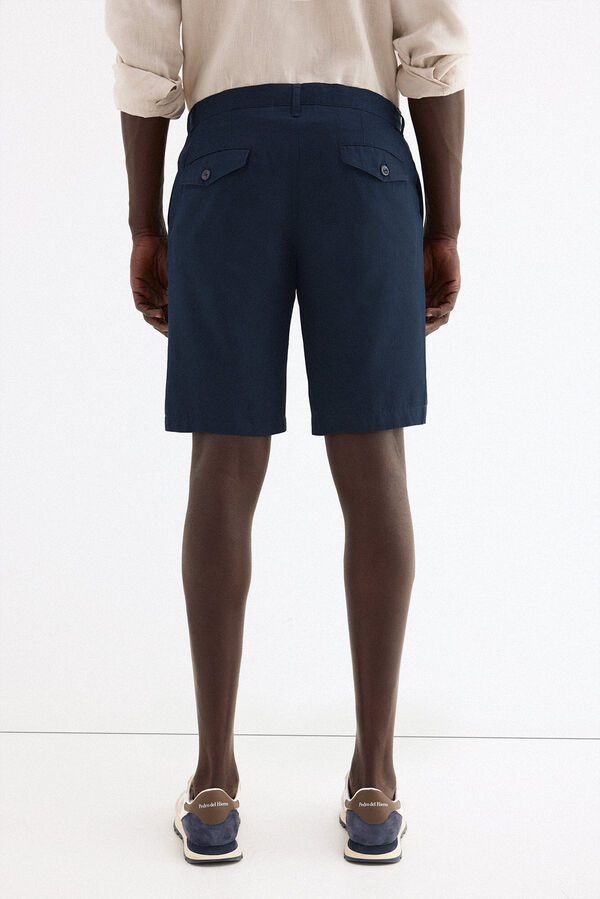 Pedro del Hierro Bermuda lino algod&oacute;n Azul