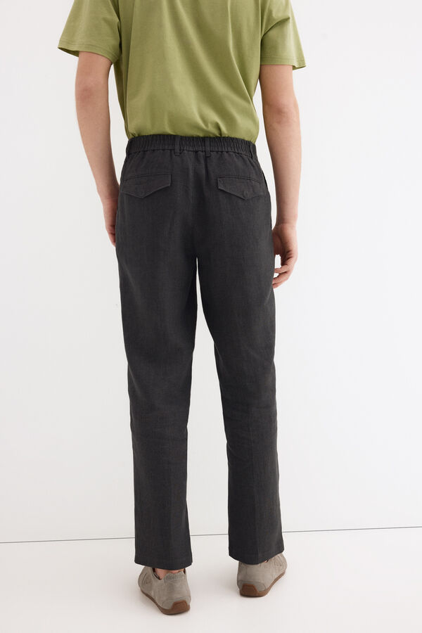 Pedro del Hierro Pantal&oacute;n lino regular fit Gris