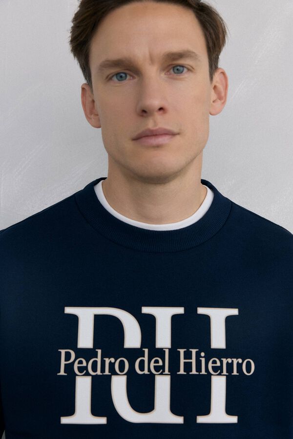 Pedro del Hierro Sudadera logo cuello caja Azul