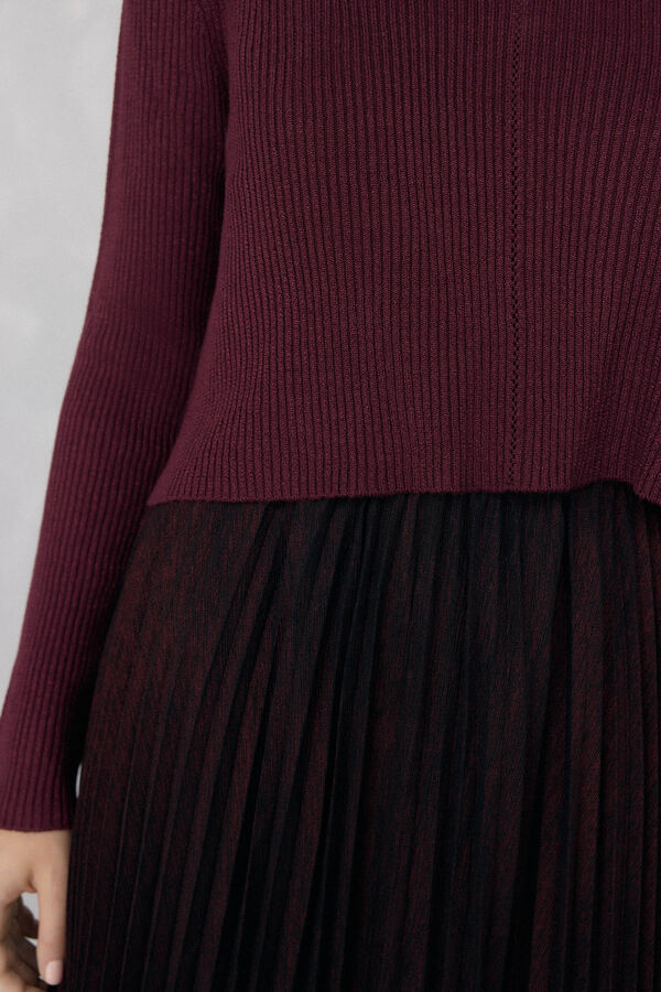 Pedro del Hierro Vestido de dos piezas con brillo Burdeos