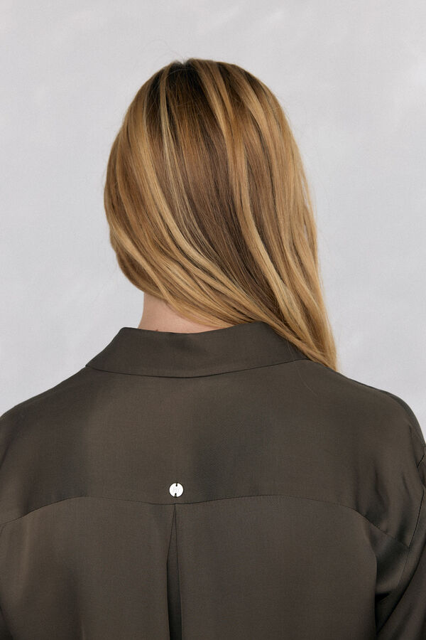 Pedro del Hierro Camisa sat&eacute;n lisa Verde