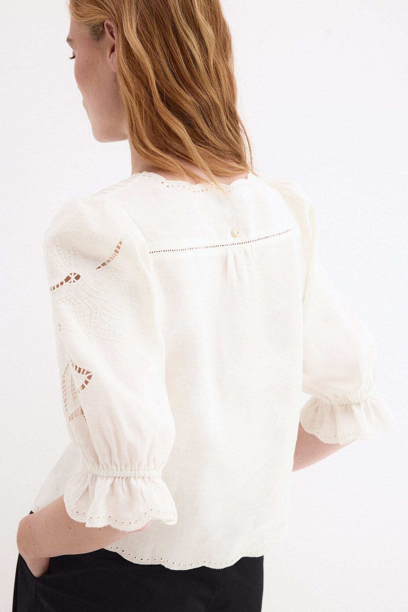 Pedro del Hierro Blusa lino bordados