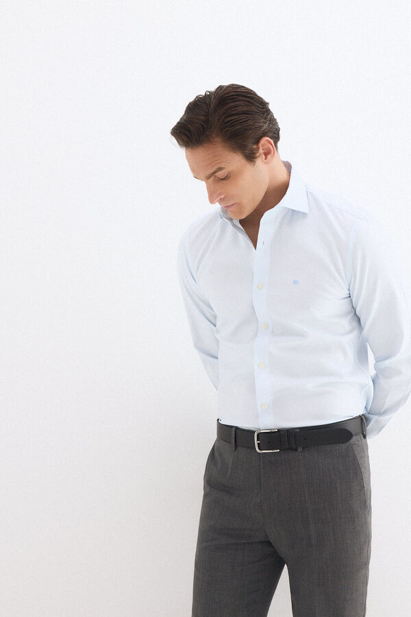 Pedro del Hierro Camisa vestir estructura lisa non iron + antimanchas slim fit Azul