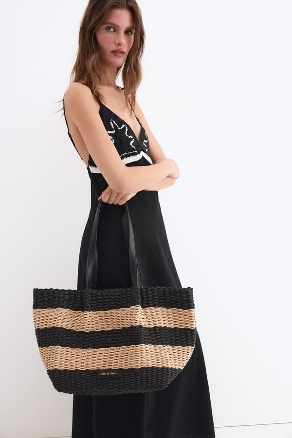 Pedro del Hierro Bolsa de playa a rayas Negro