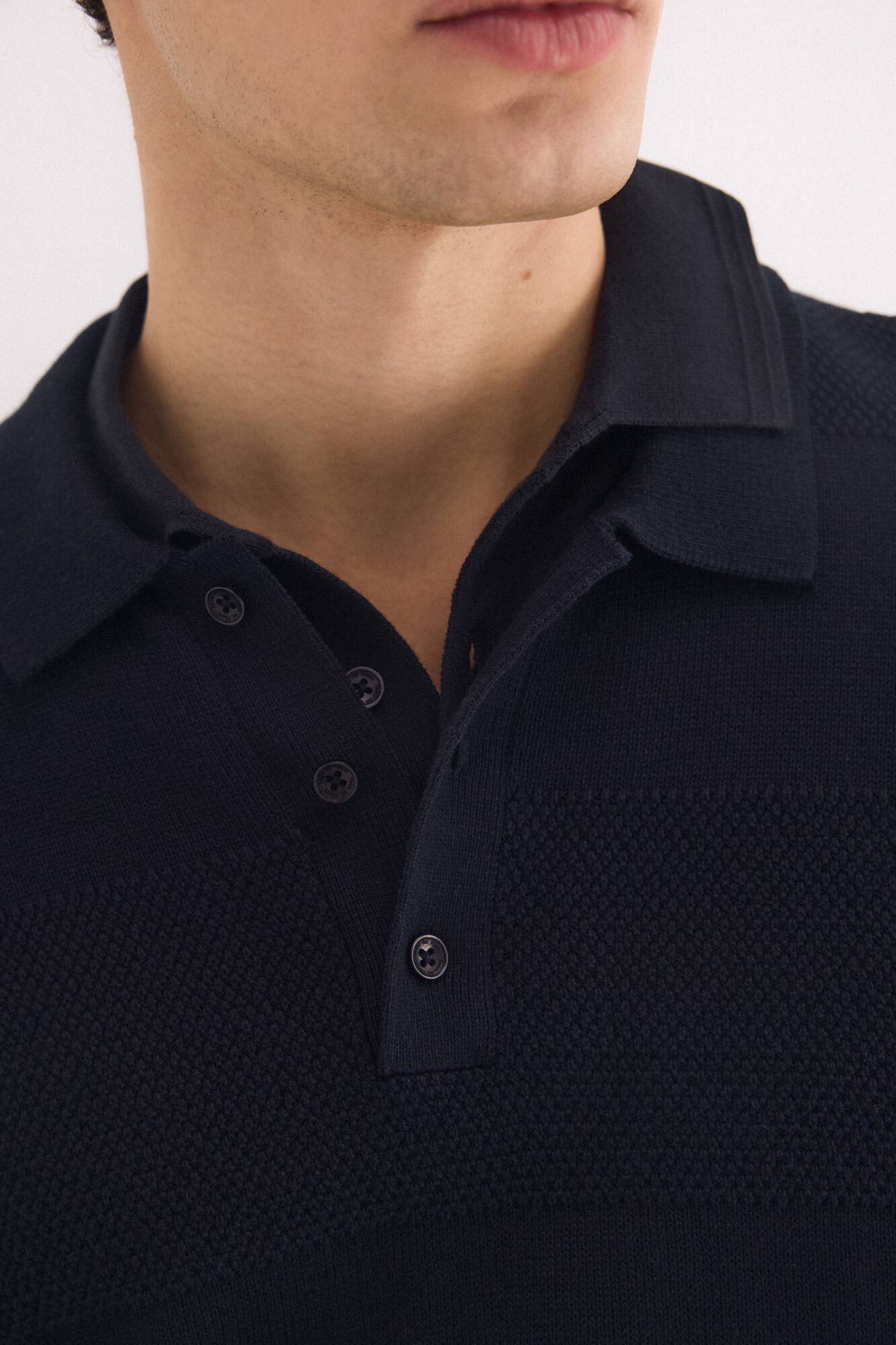 Pedro del Hierro Jersey polo manga larga algod&oacute;n estructura