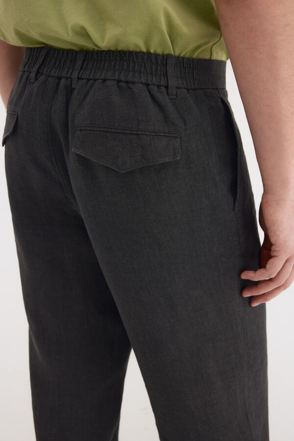 Pedro del Hierro Pantal&oacute;n lino regular fit Gris