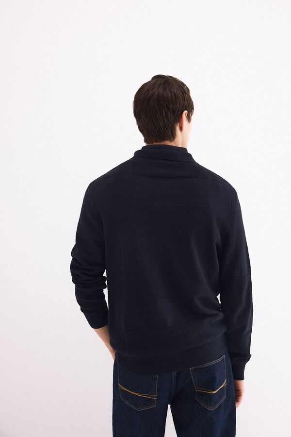 Pedro del Hierro Jersey polo manga larga algod&oacute;n estructura Azul