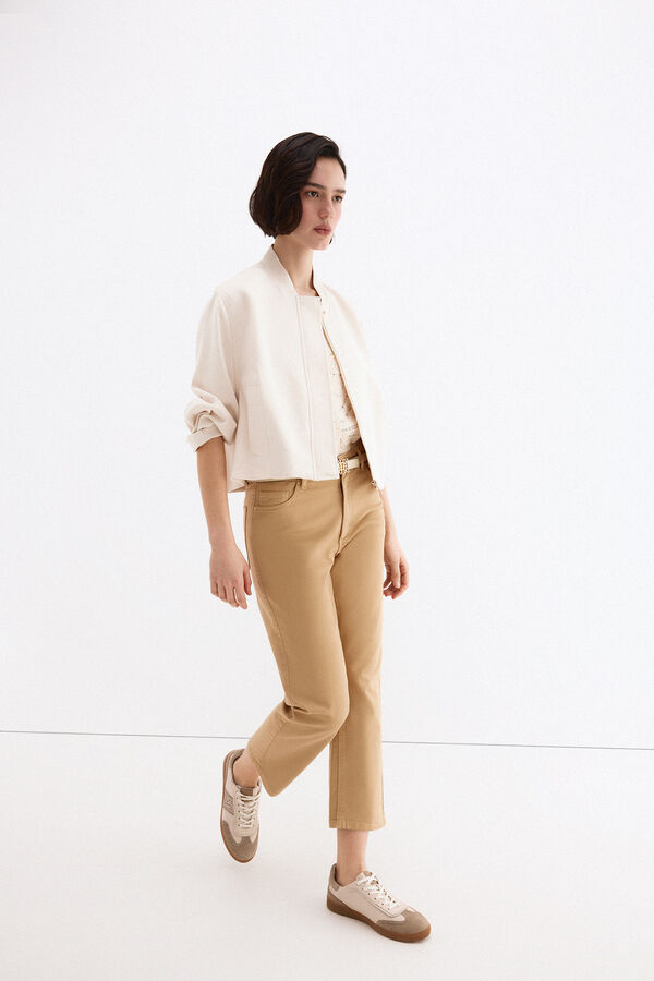 Pedro del Hierro Jeans capri rectos b&aacute;sicos Beige