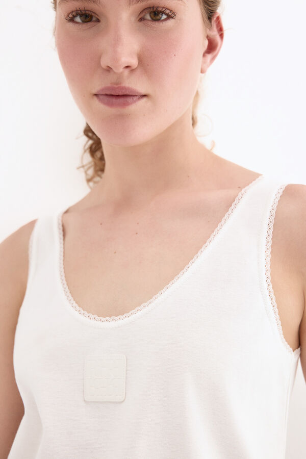 Pedro del Hierro Camiseta tirantes escote v Blanco